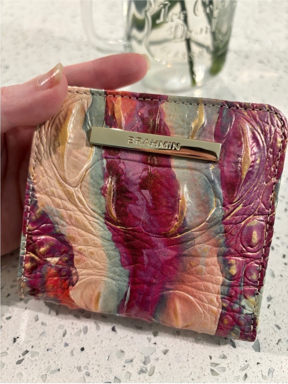 Brahmin Jane Destiny Bifold Wallet Pink Purple Cream - Picture 4 of 12